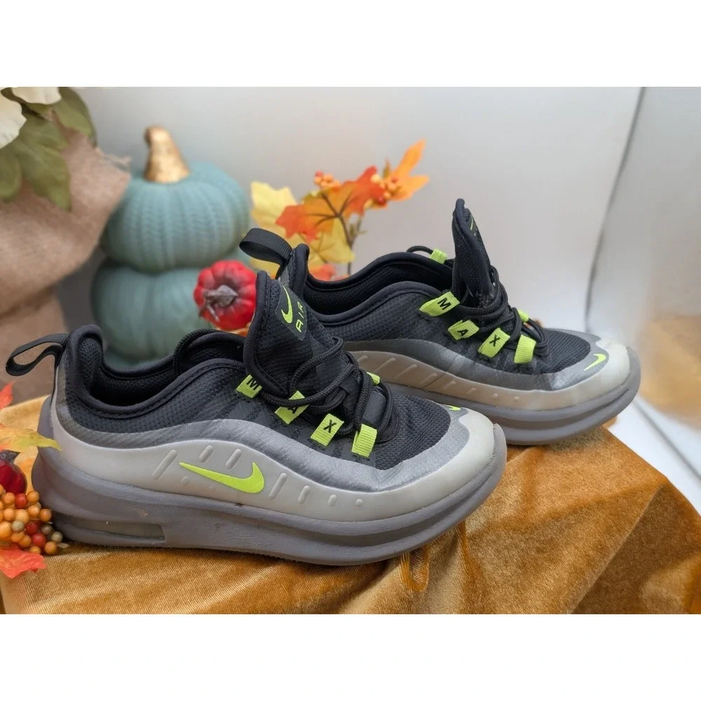 Nike Air Max Axis Black Dark Grey Volt Kids Running Shoes AH5223-012 Size 12.5C